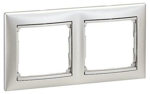 Рамка 2 поста горизонтальная (алюминий) Valena Classic Legrand/Daccord (770152)