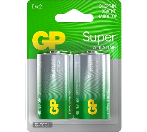 Батарейка алкалиновая GP Super Alkaline 13А D LR20 1.5В 13AA21-2CRSBC2 (4891199226236)