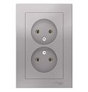 Розетка 2-я без заземления 16А в сборе (алюминий) ATLASDESIGN SE