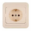 Розетка СУ с заземлением со вставкой (крем) Mimoza MAKEL