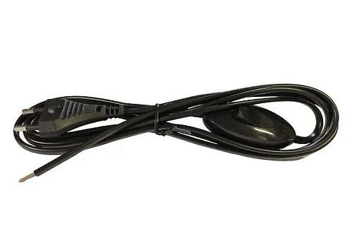 Шнур с выключателем ШВВП 2х0.5 1.8м (черный)