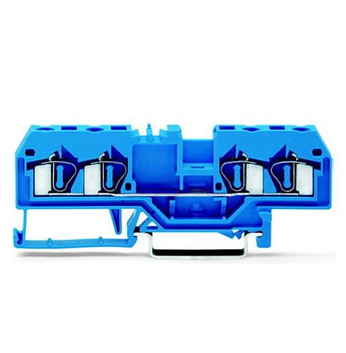 Клемма 4-проводная проходная пружинная 4мм2 (синий) WAGO (281-654)