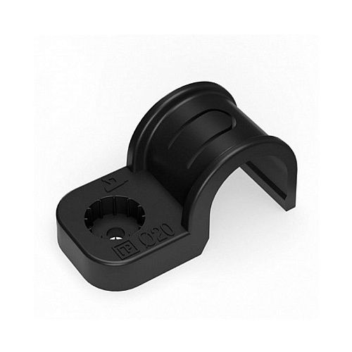 Крепеж-скоба пластиковая для труб быстрого монтажа 20мм (под монтажный пистолет) (черная) Промрукав