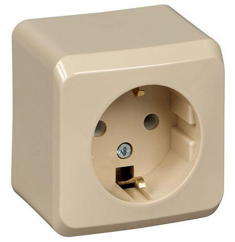Розетка ОУ с заземлением (кремовый) ЭТЮД SE