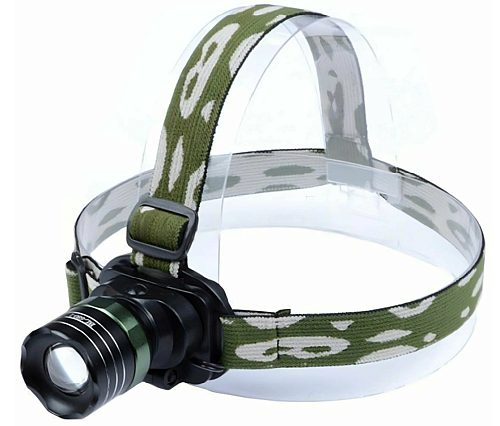 Фонарь светодиодный налобный аккумуляторный 1LED 3 режима MONT-6801-1 (комплект: зарядное устройство 220В) ZOOM