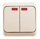 Выключатель ОУ 2кл с подсветкой (кремовый) ЭТЮД SE