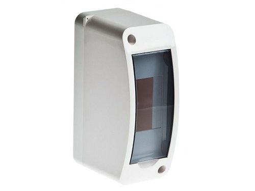 Бокс навесной 2 мод. 55х140х85мм без N/PE вертикальная прозрачная дверь IP40 (белый) ТУСО Ruvinil (68302)