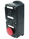 Пост кнопочный ПКЕ 222/3 У2 10А 660В 3 элемента черный цилиндр и красный гриб. накладной IP54 Электротехник