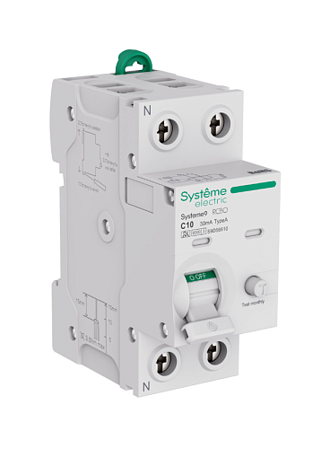Дифференциальный автоматический выключатель 1п+N 10А 6.0kA 30мА тип A Systeme9 SE (S9D56610)
