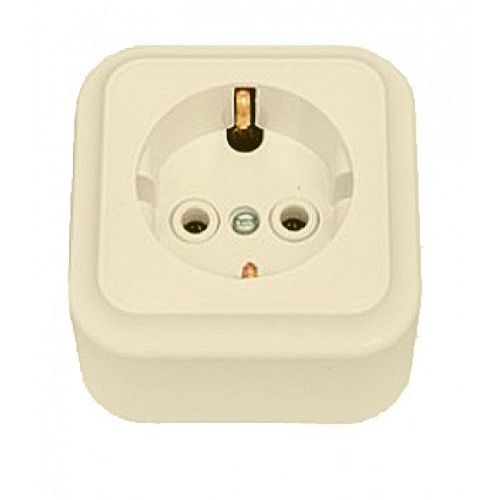 Розетка ОУ с заземлением (бежевый) Пралеска BYLECTRICA