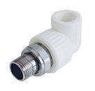 Угольник PP-R с американкой для радиатора НР 20-1/2" (белый) РосТурПласт