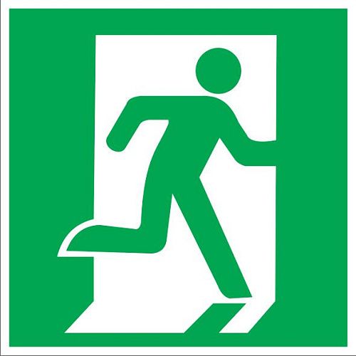 Знак самоклеящийся: Выход здесь правосторонний (200х200мм)