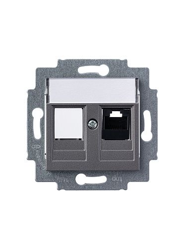 Розетка PC RJ45 категория 5e + заглушка (сталь) Levit ABB