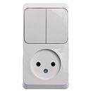 Блок ОУ: розетка без заземления + выключатель 2кл (белый) ЭТЮД SE