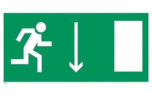 Знак самоклеящийся: Указатель двери эвакуационного выхода правосторонний (150х300мм)