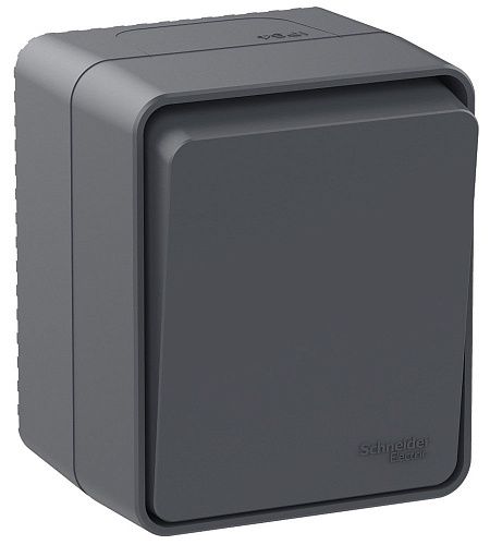 Переключатель ОУ 1кл на 2 направления 10АХ IP54 (антрацит) AtlasDesign Profi54 SE