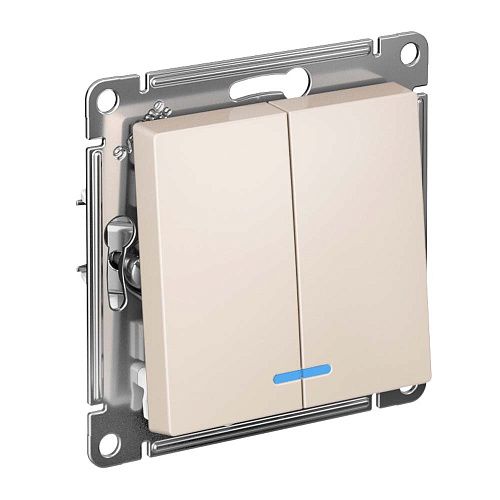 Выключатель 2кл с подсветкой схема 5а 10АХ (бежевый) ATLASDESIGN SE