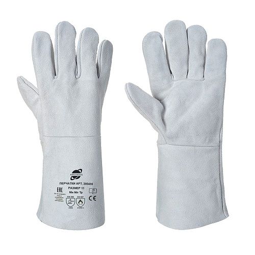 Краги пятипалые спилковые для сварщика КРС класс АВ 35см размер 11 (серый) Arcticus