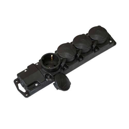 Розетка ОУ 4м штепсельная с з/к с крышкой (каучук) IP44 BYLECTRICA (Р16-467)