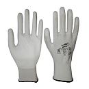Перчатки трикотажные нейлоновые бесшовные полиуретан. покрытие на ладони и кончиках пальцев р 8 13G белые  Arcticus