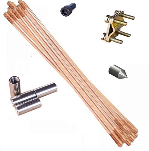 Комплект заземления омедненый (6 метров 14.2мм 4х1500мм) без насадки SDS-max в коробке (30лет)