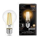 Лампа светодиодная ЛОН LED-A60 15Вт 2700К 1400Лм Е27 Filament прозрачная GAUSS