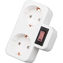 Разветвитель сетевой с выключателем. с/з. 2 гнезда 16А 3500Вт белый S-GES2-16PB WHITE Uniel