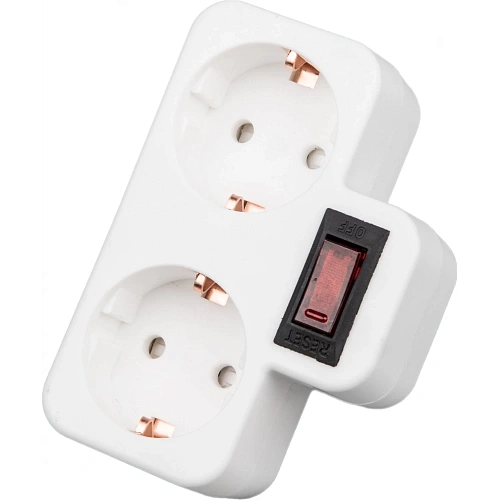 Разветвитель сетевой с выключателем. с/з. 2 гнезда 16А 3500Вт белый S-GES2-16PB WHITE Uniel