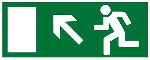 Знак самоклеящийся: Направление к эвакуационному выходу вверх  налево (150х300мм)
