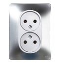 Розетка 2-я без заземления в сборе (алюминий) GLOSSA SE