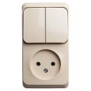 Блок ОУ: розетка без заземления + выключатель 2кл (кремовый) ЭТЮД SE
