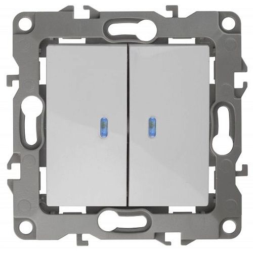 Выключатель 2кл с подсветкой 10АХ (белый) Эра12 ЭРА (12-1105-01)