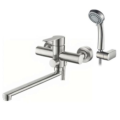 Смеситель ванна LEDEME картридж д. 35мм дл. излив 300 мм нержавеющая сталь L72203 (Гарантия 5 лет)