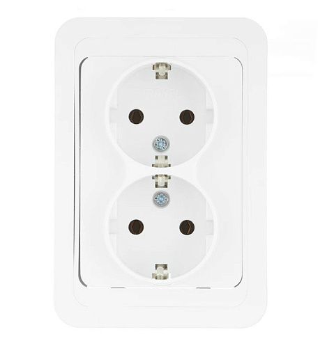 Розетка СУ 2-я с заземлением со вставкой (белый) Mimoza MAKEL