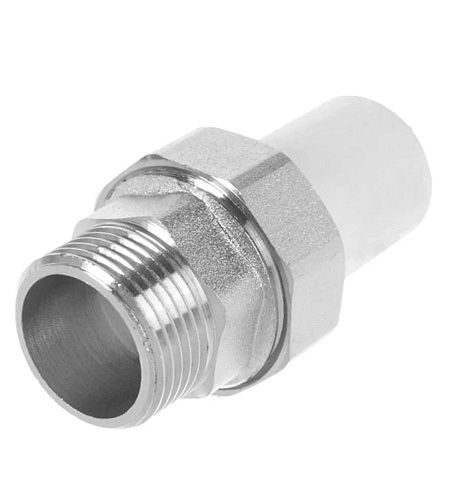 Муфта PP-R комбинированная разъёмная раструбная НР РОСТерм  25-1" белая