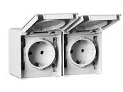 Розетка ОУ 2-я 2к+З с крышкой горизонтальная (белый) IP65 EFAPEL