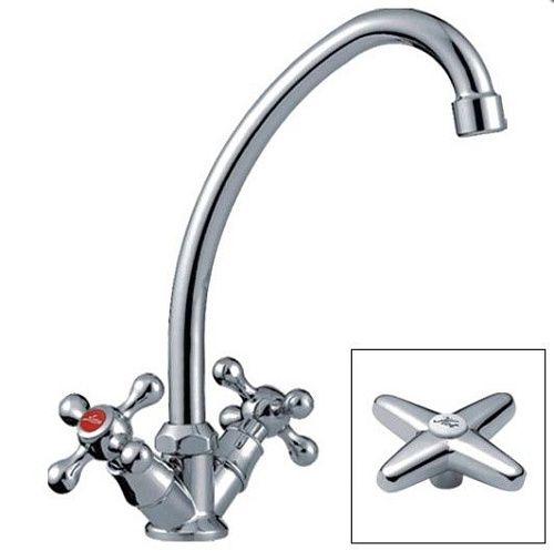 Смеситель кухня LEDEME керамика крест L4020  цинк (Гарантия 1 год)