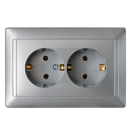 Розетка СУ 2-я с заземлением (серебро) СТИЛЬ BYLECTRICA