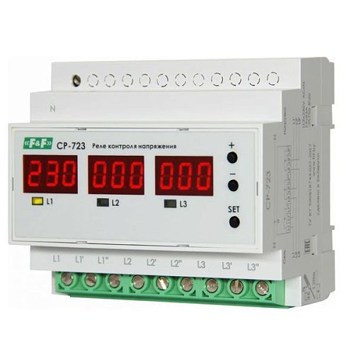 Реле контроля напряжения CP-723 3NO 3х63 А 6 модулей F&F