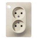 Розетка 2-я без заземления в сборе (бежевый) GLOSSA SE