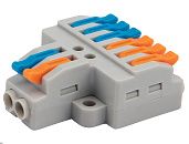 Клемма СМК 2х3 проходная разветвительная 2 полюса с монтажной площадкой (1 ввод 3 вывода на полюс) REXANT