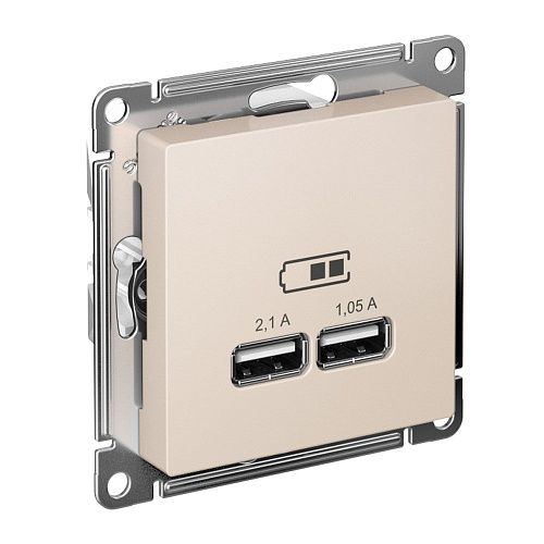 Розетка USB 5В 1 порт x 2.1А 2 порта х 1.05А (бежевый) ATLASDESIGN SE