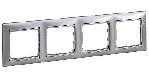 Рамка 4 поста горизонтальная (алюминий) Valena Classic Legrand/Daccord (770154)