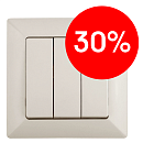 Выключатель 3кл 10А (слоновая кость) Intro Solo ЭРА (4-106-02)