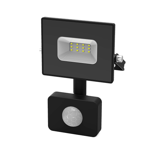 Прожектор светодиодный 10Вт 6500К 850Лм IP65 с датчиком движения с регулировкой GAUSS Elementary-S черный