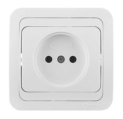 Розетка СУ без заземления со вставкой керамика (белый) Mimoza MAKEL