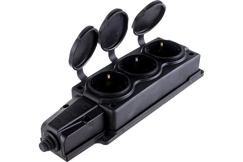 Колодка ОУ 3м штепсельная с с/з с крышкой (каучук) IP54 NE-AD (4103)