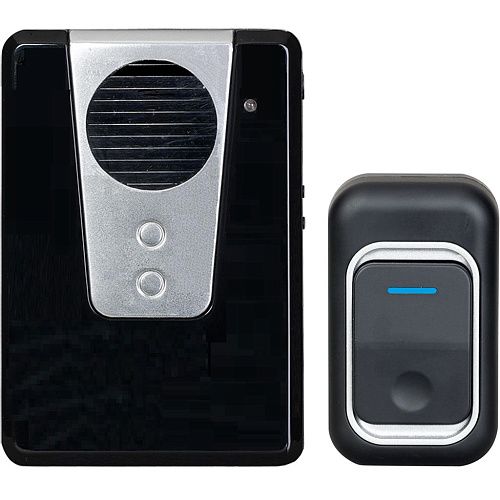 Звонок беспроводной Трио ТР-02Б 32 мелодии дальность 150м 3ААх1.5В с кнопкой (серебристый/черный) Тритон