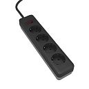 Удлинит. 4 гн. с сет/ф LE E1S ПВС 3х0.75  1.8м 10А земля черный/серый LEEK