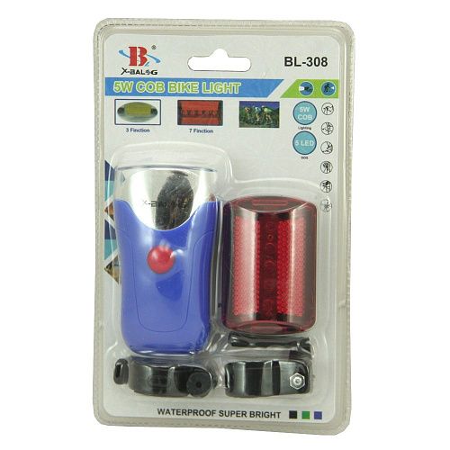 Фонарь светодиодный велосипедный 5Вт COB+LED задняя велофара (3хAAA/2хАА) BL-308